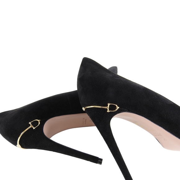 ✨️GUCCI ADINA HORSEBIT SUEDE BLACK HEELS SZ 37/7✨️ - Picture 10 of 16